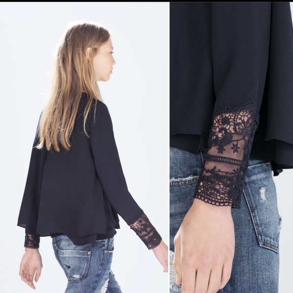 Zara top with embroidered cuff - Picture 2 of 3